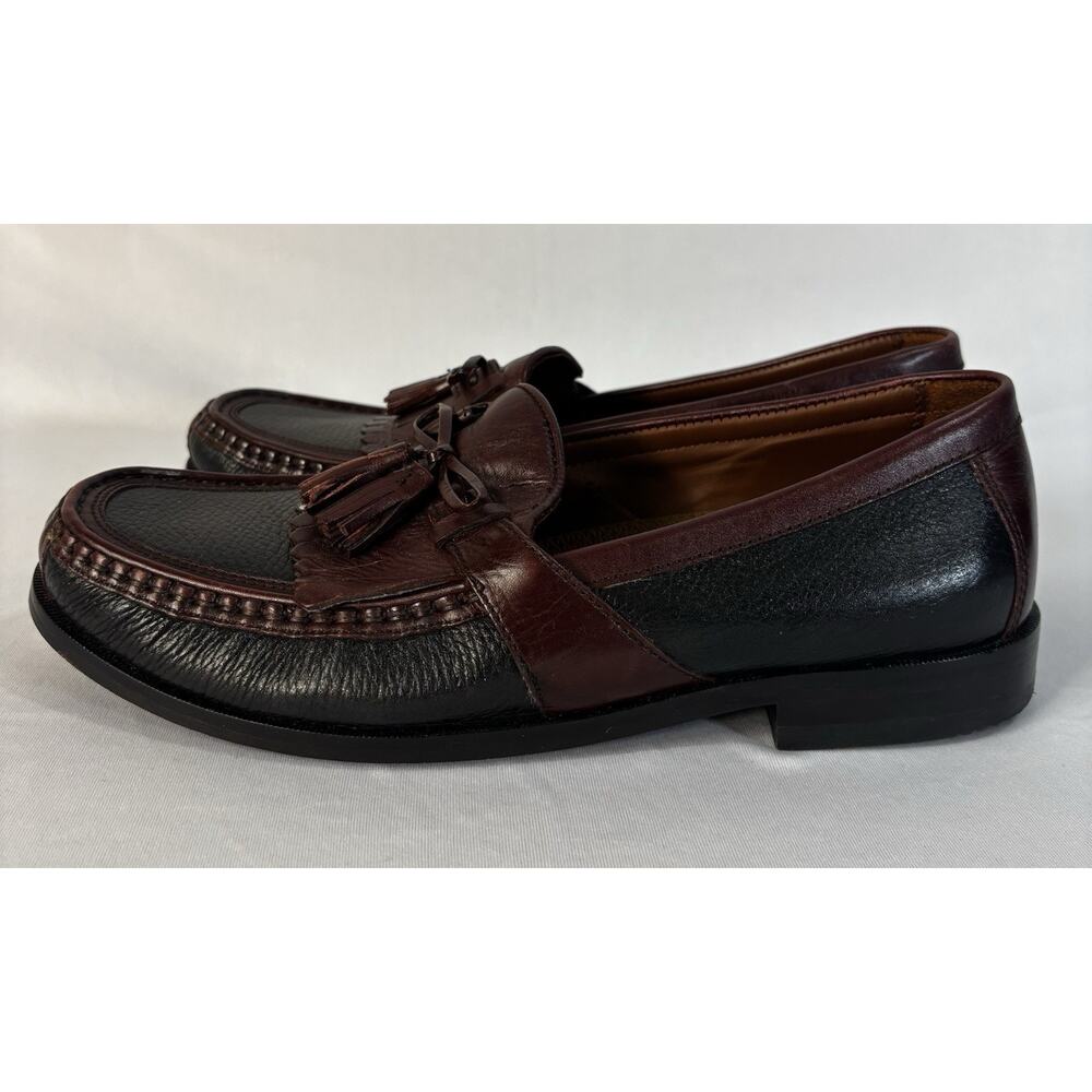 Johnston & Murphy Aragon Men 8.5 Brown Black Tassel Kiltie Loafers 20-0592 EUC
